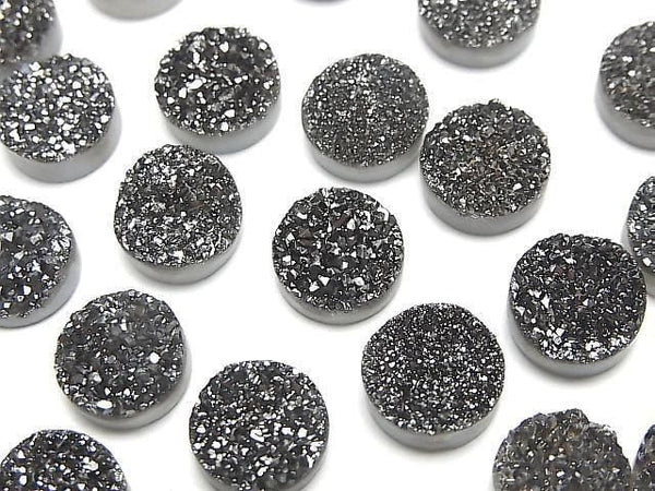 [Video] Druzy Agate Round Cabochon 10x10mm Black Coated 3pcs