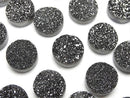 [Video] Druzy Agate Round Cabochon 12x12mm Black Coated 2pcs