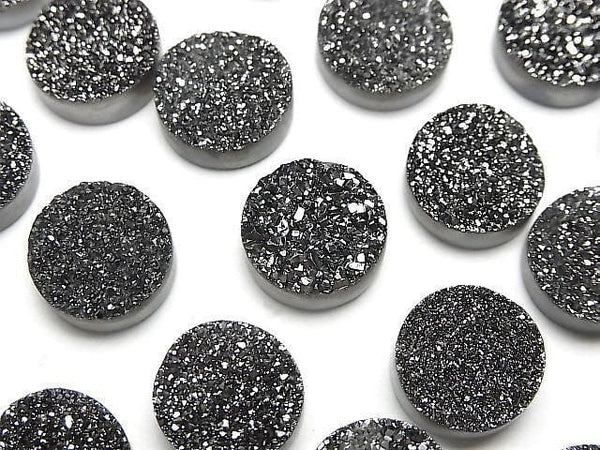[Video] Druzy Agate Round Cabochon 12x12mm Black Coated 2pcs