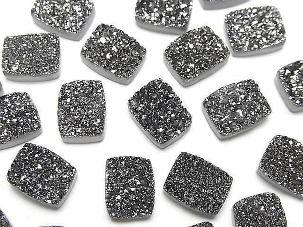 [Video] Druzy Agate Rectangle Cabochon 10x8mm Black Coated 3pcs