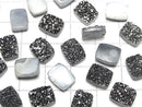 [Video] Druzy Agate Rectangle Cabochon 10x8mm Black Coated 3pcs