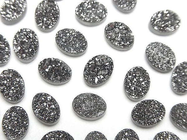 [Video] Druzy Agate Oval Cabochon 8x6mm Black Coated 5pcs