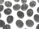 [Video] Druzy Agate Oval Cabochon 10x8mm Black Coated 3pcs