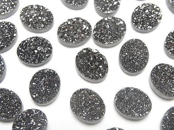 [Video] Druzy Agate Oval Cabochon 10x8mm Black Coated 3pcs