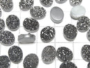 [Video] Druzy Agate Oval Cabochon 10x8mm Black Coated 3pcs