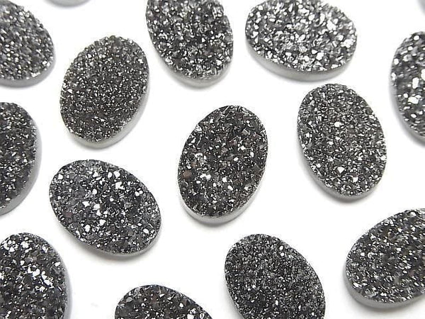 [Video] Druzy Agate Oval Cabochon 14x10mm Black Coated 2pcs