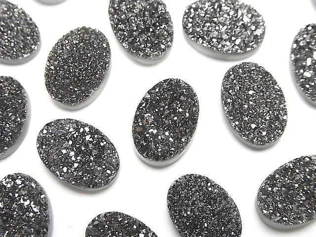 [Video] Druzy Agate Oval Cabochon 14x10mm Black Coated 2pcs