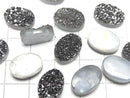 [Video] Druzy Agate Oval Cabochon 14x10mm Black Coated 2pcs