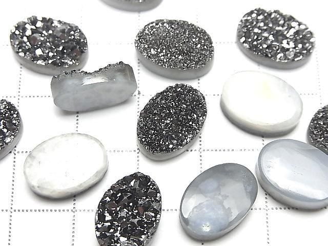 [Video] Druzy Agate Oval Cabochon 14x10mm Black Coated 2pcs