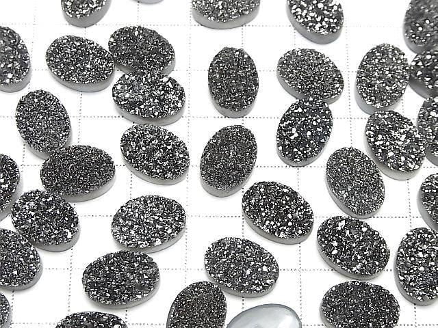 [Video] Druzy Agate Oval Cabochon 14x10mm Black Coated 2pcs