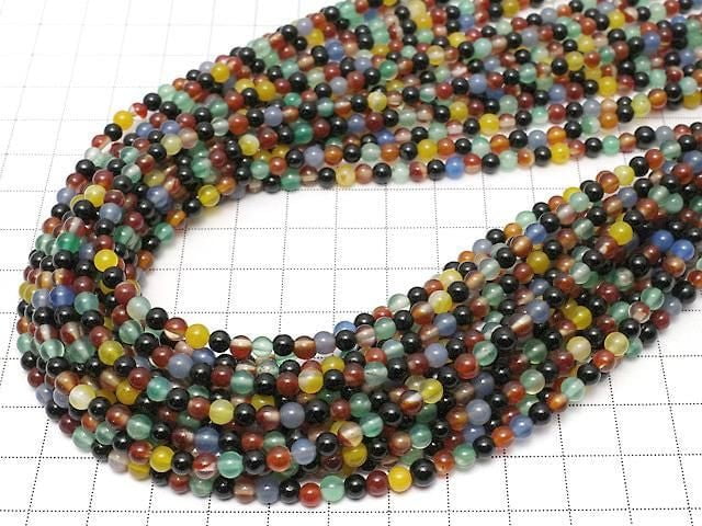 [Video] Multicolor Chalcedony AAA Round 4mm 1strand beads (approx. 15 inches/36 cm)
