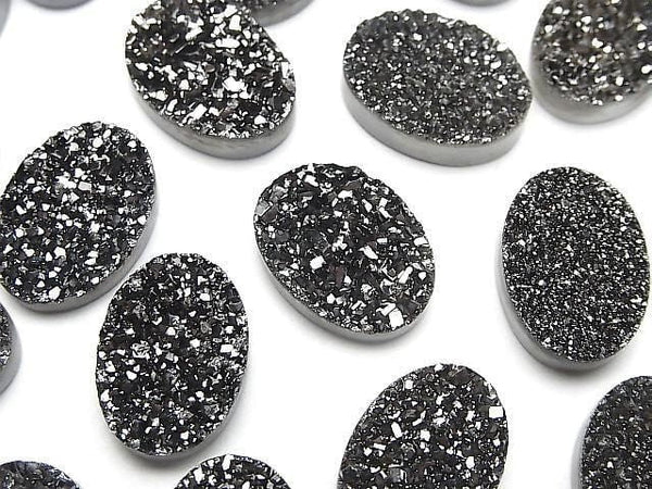 [Video] Druzy Agate Oval Cabochon 18x13mm Black Coated 1pc