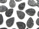 [Video] Druzy Agate Pear Shape Cabochon 12x8mm Black Coated 3pcs