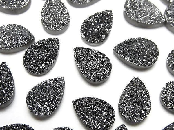 [Video] Druzy Agate Pear Shape Cabochon 12x8mm Black Coated 3pcs