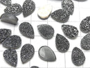 [Video] Druzy Agate Pear Shape Cabochon 12x8mm Black Coated 3pcs