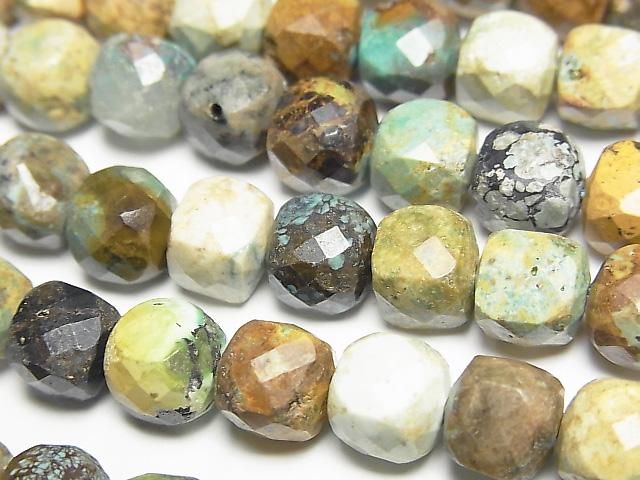 [Video] High Quality! Turquoise AA Cube Shape 7.5x7.5x7.5mm 1strand beads (aprx.15inch/36cm)