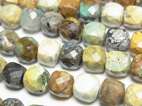 [Video] High Quality! Turquoise AA Cube Shape 7.5x7.5x7.5mm 1strand beads (aprx.15inch/36cm)