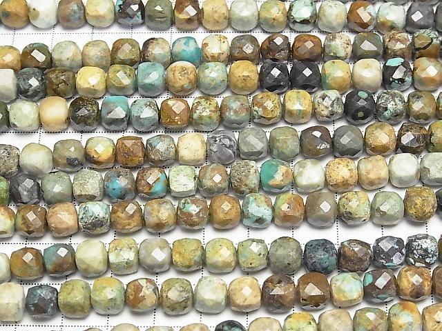 [Video] High Quality! Turquoise AA Cube Shape 7.5x7.5x7.5mm 1strand beads (aprx.15inch/36cm)