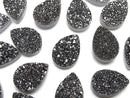 [Video] Druzy Agate Pear Shape Cabochon 14x10mm Black Coated 2pcs
