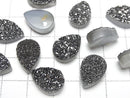 [Video] Druzy Agate Pear Shape Cabochon 14x10mm Black Coated 2pcs