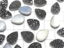 [Video] Druzy Agate Pear Shape Cabochon 14x10mm Black Coated 2pcs