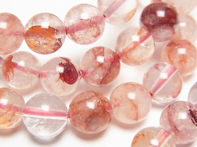 [Video] Red Hematoid Quartz AAA Round 8.5mm Bracelet