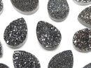 [Video] Druzy Agate Pear Shape Cabochon 18x13mm Black Coated 1pc