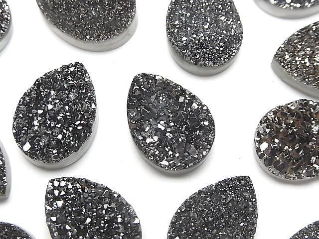 [Video] Druzy Agate Pear Shape Cabochon 18x13mm Black Coated 1pc