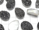 [Video] Druzy Agate Pear Shape Cabochon 18x13mm Black Coated 1pc