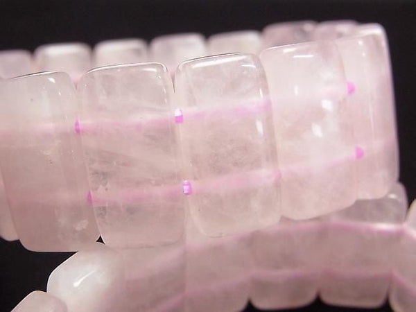 [Video] Rose Quartz AA++ 2-Hole Rectangle 20x10x5.5mm 1strand (Bangle Bracelet)