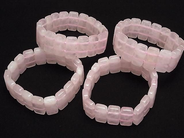 [Video] Rose Quartz AA++ 2-Hole Rectangle 20x10x5.5mm 1strand (Bangle Bracelet)