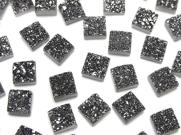 [Video] Druzy Agate Square Cabochon 6x6mm Black Coated 5pcs