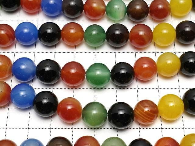 [Video] Multicolor Chalcedony AAA Round 12mm 1strand beads (approx. 15 inches/37 cm)