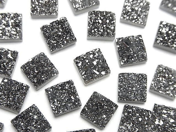 [Video] Druzy Agate Square Cabochon 8x8mm Black Coated 3pcs