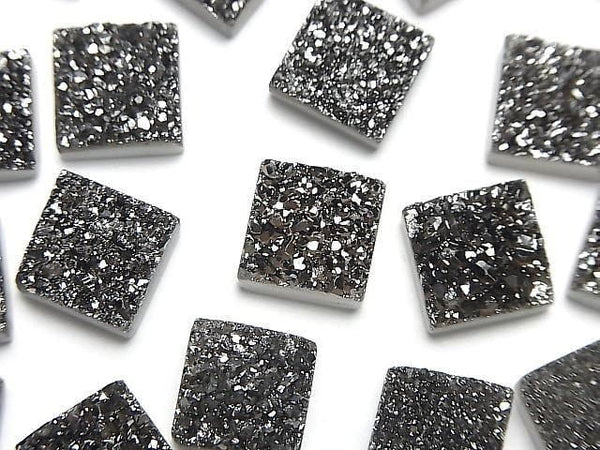 [Video] Druzy Agate Square Cabochon 10x10mm Black Coated 2pcs