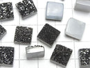 [Video] Druzy Agate Square Cabochon 10x10mm Black Coated 2pcs