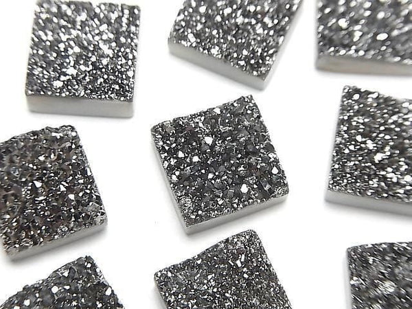 [Video] Druzy Agate Square Cabochon 12x12mm Black Coated 1pc