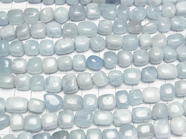 [Video] Aquamarine AA+ Square - Nugget half or 1 strand bead (approx. 15 inches/36 cm)