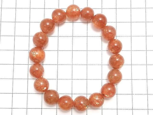 [Video][One of a kind] High Quality Sunstone AAA Round 10mm Bracelet NO.1