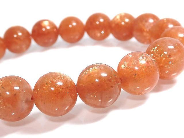 [Video][One of a kind] High Quality Sunstone AAA Round 10mm Bracelet NO.2