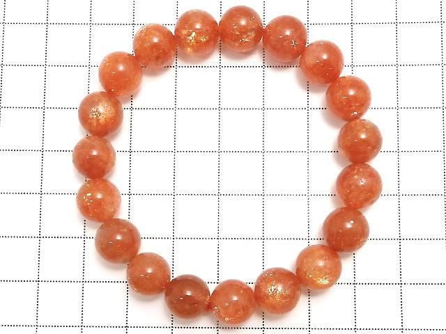 [Video][One of a kind] High Quality Sunstone AAA Round 10mm Bracelet NO.2