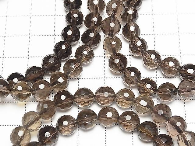 [Video] High Quality! Smoky Quartz AAA 128 Faceted Round 8mm Bracelet