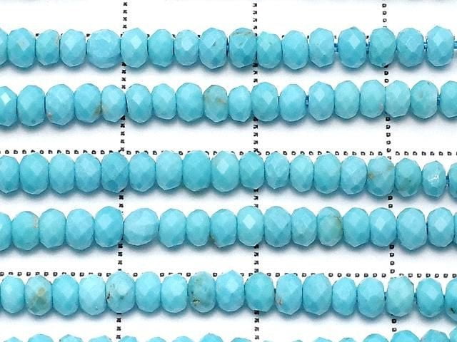 [Video]High Quality! Magnesite Turquoise Faceted Button Rondelle 3x3x2mm 1strand beads (aprx.15inch/36cm)