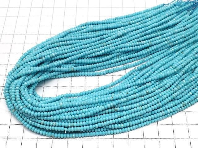 [Video]High Quality! Magnesite Turquoise Faceted Button Rondelle 3x3x2mm 1strand beads (aprx.15inch/36cm)