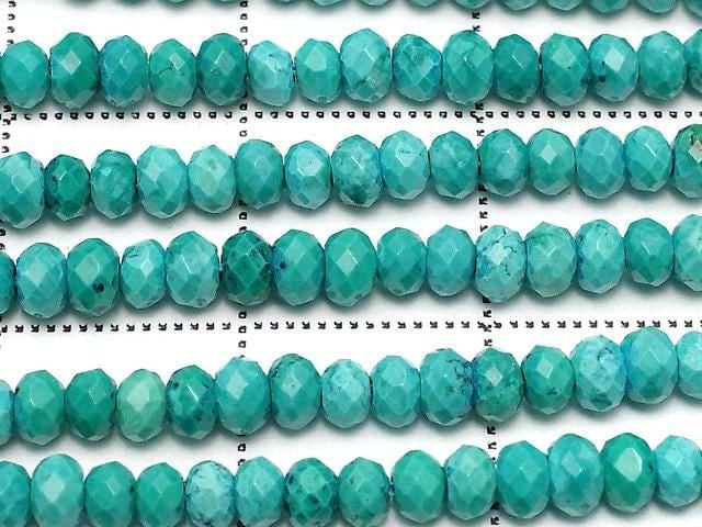 [Video] High Quality! Magnesite Turquoise Faceted Button Rondelle 3x3x2mm [Green] 1 Strand Beads (approx. 15 inches/36 cm)