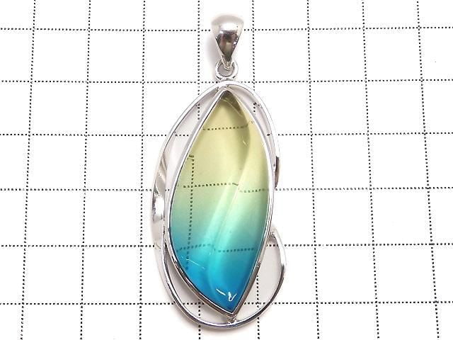 [Video][One of a kind] Blue Amber Pendant Silver925 NO.186