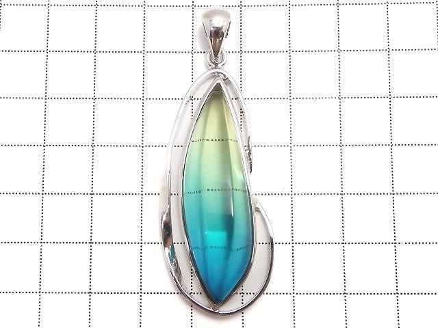 [Video][One of a kind] Blue Amber Pendant Silver925 NO.188