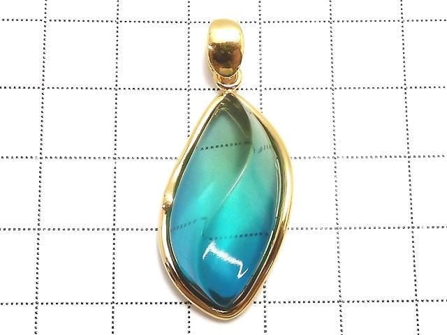 [Video][One of a kind] Blue Amber Pendant 18KGP NO.191