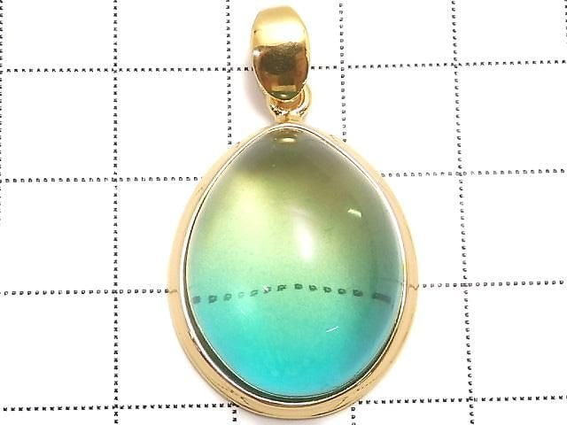 [Video][One of a kind] Blue Amber Pendant 18KGP NO.192