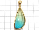 [Video][One of a kind] Blue Amber Pendant 18KGP NO.195